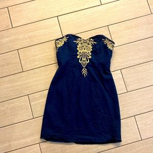 Navy and gold Lilly Dress